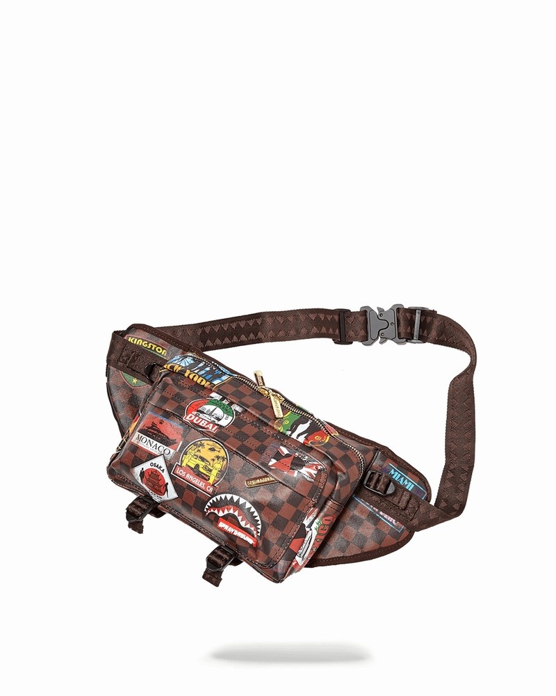 Multicolor Sprayground Global Mogul Cargo Men's Crossbody Bags | 956776100