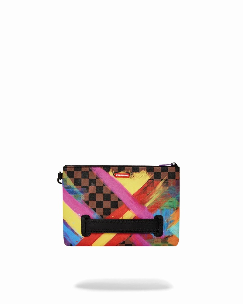 Multicolor Sprayground Sharks In Paint Cross Over Men's Clutch Bags | 934317767
