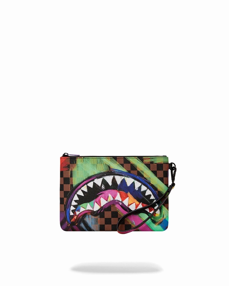 Multicolor Sprayground Sharks In Paint Cross Over Men\'s Clutch Bags | 934317767