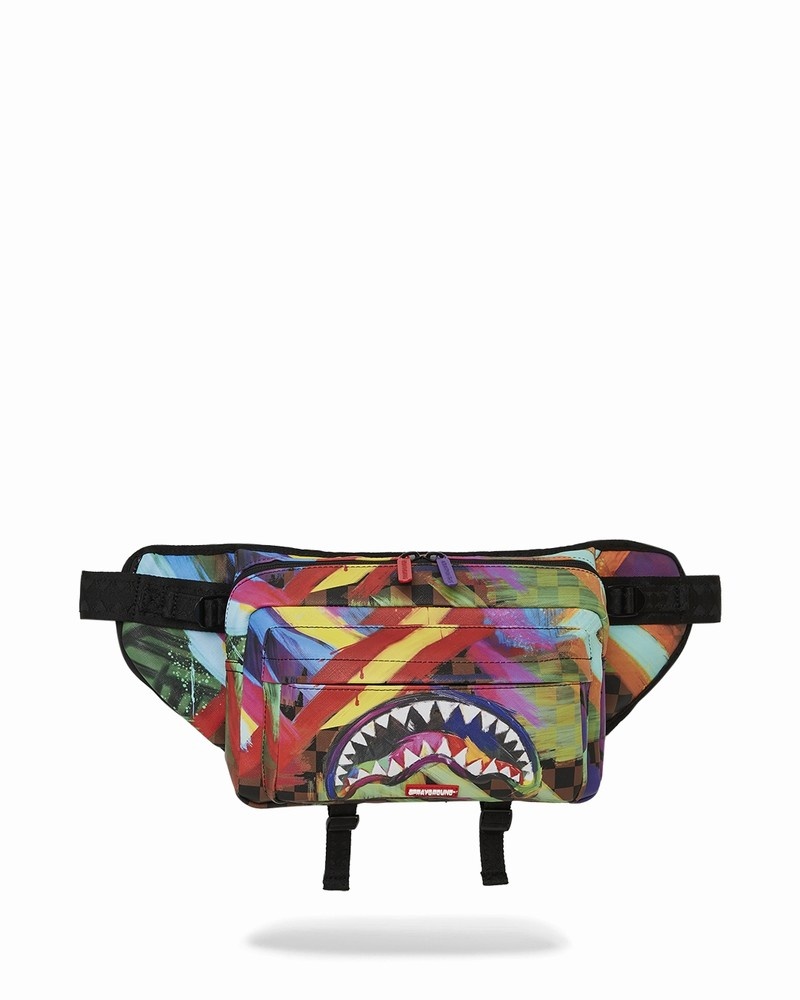 Multicolor Sprayground Sharks In Paris City Streaks Cargo Men\'s Crossbody Bags | 12004781