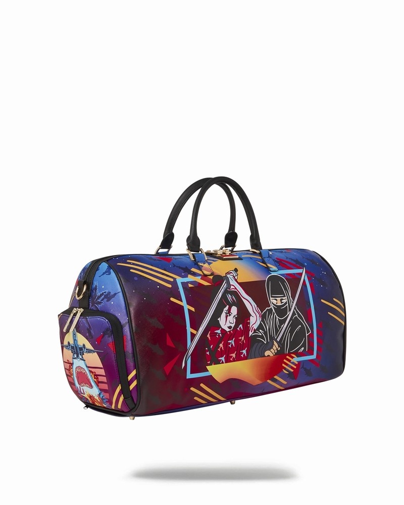 Multicolor Sprayground Sharkuza Men's Duffle Bags | 695746617