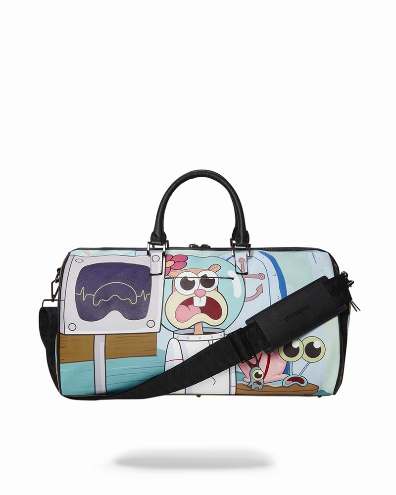 Multicolor Sprayground Spongebob Shark Crew Emperor Men's Duffle Bags | 725121883