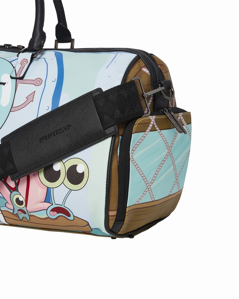 Multicolor Sprayground Spongebob Shark Crew Emperor Men's Duffle Bags | 725121883