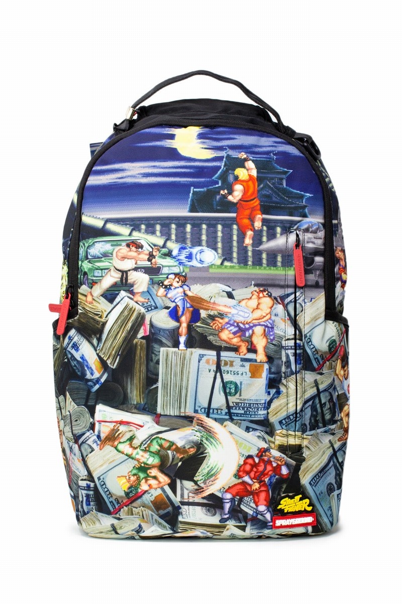 Multicolor Sprayground Street Fighter Men\'s Backpacks | 758561915