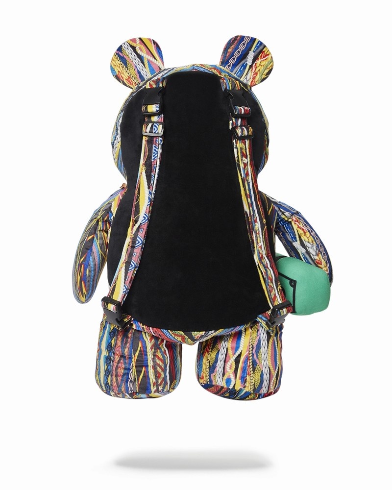 Multicolor Sprayground The Golden Age Moneybear Teddybear Men's Backpacks | 936408764