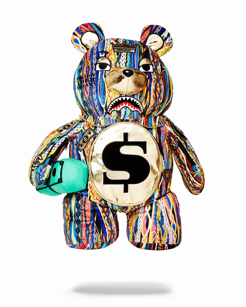 Multicolor Sprayground The Golden Age Moneybear Teddybear Men\'s Backpacks | 936408764