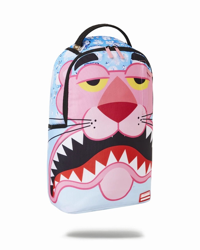 Pink Sprayground Panther Sharkmouth Dlxr Blue Men's Backpacks | 26739629