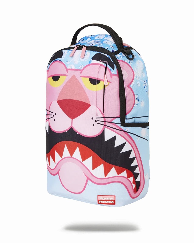 Pink Sprayground Panther Sharkmouth Dlxr Blue Men's Backpacks | 26739629