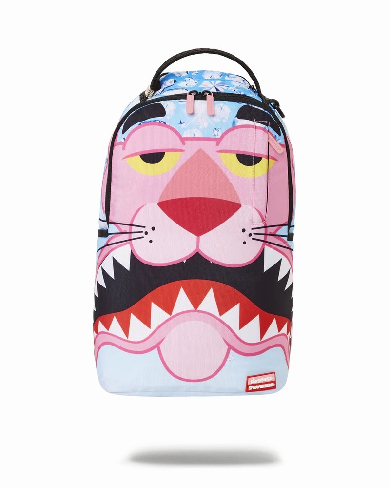 Pink Sprayground Panther Sharkmouth Dlxr Blue Men\'s Backpacks | 26739629