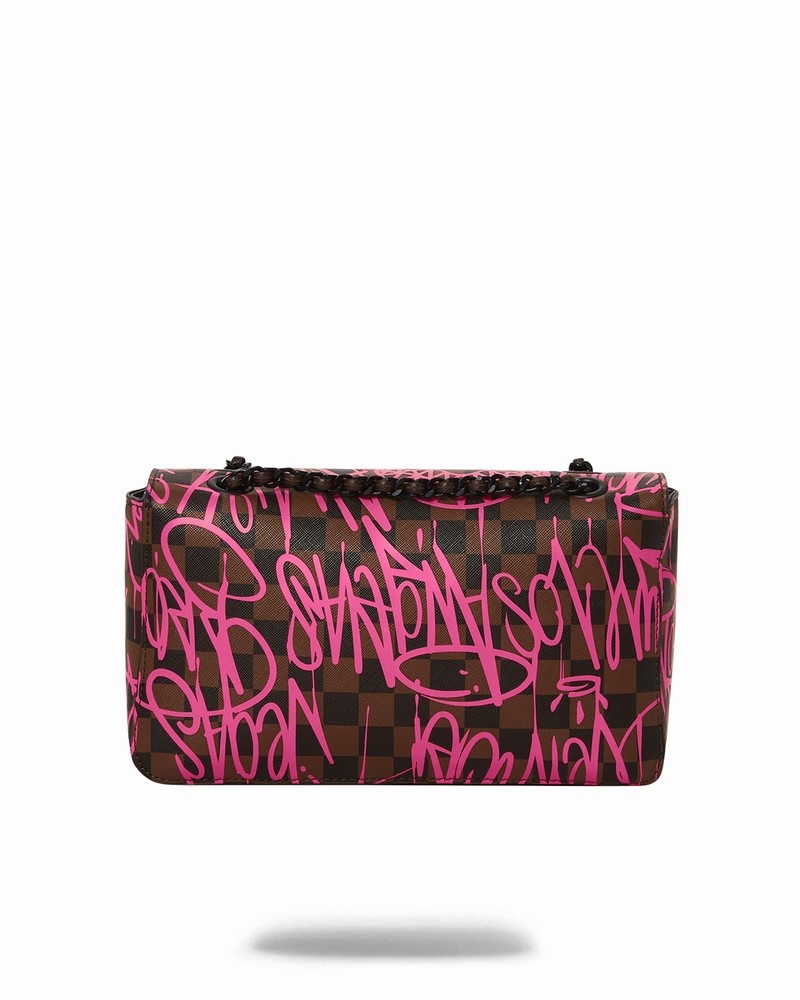 Pink Sprayground Sharks In New York Men's Clutch Bags | 35249048