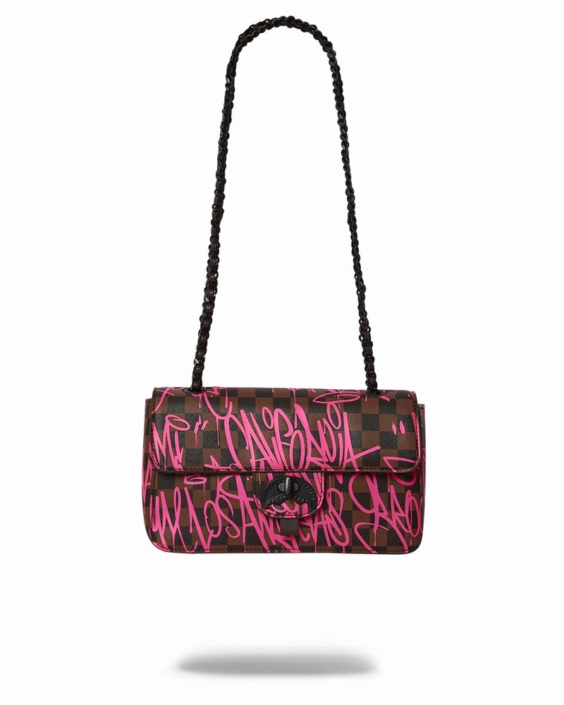 Pink Sprayground Sharks In New York Men's Clutch Bags | 35249048
