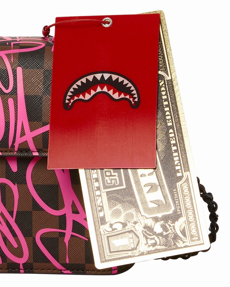 Pink Sprayground Sharks In New York Men's Clutch Bags | 35249048
