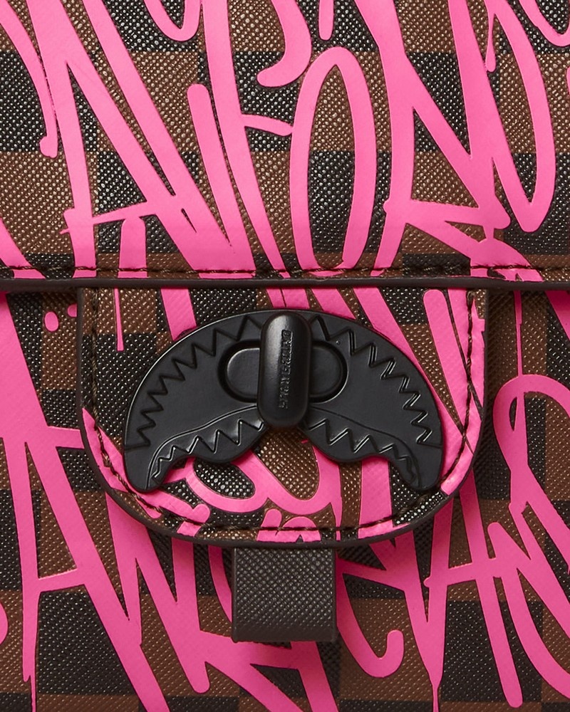 Pink Sprayground Sharks In New York Men's Clutch Bags | 35249048