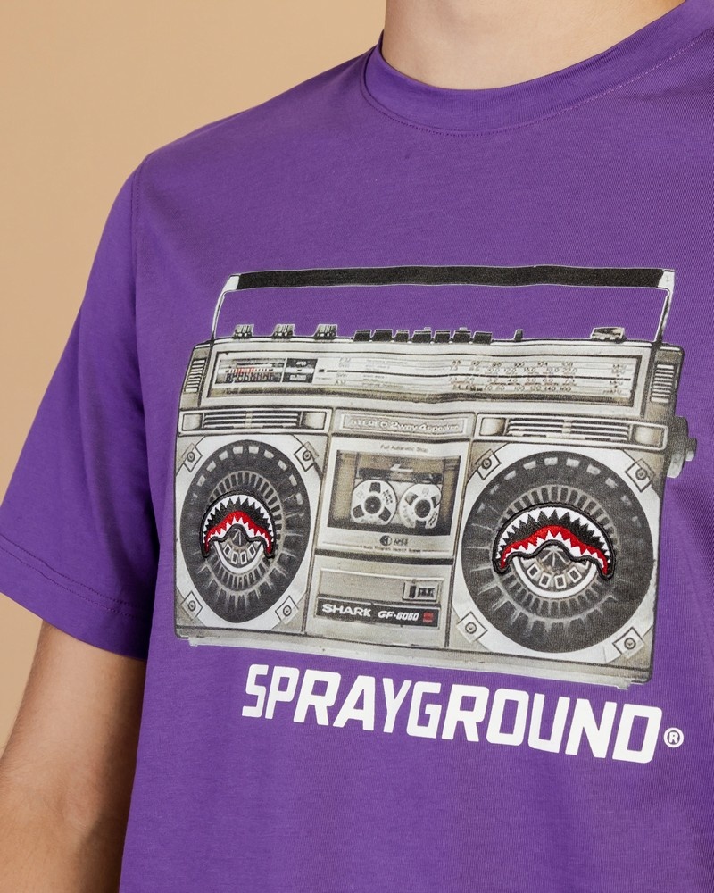 Purple Sprayground Stampa Stereo Men's T Shirts | 755564182