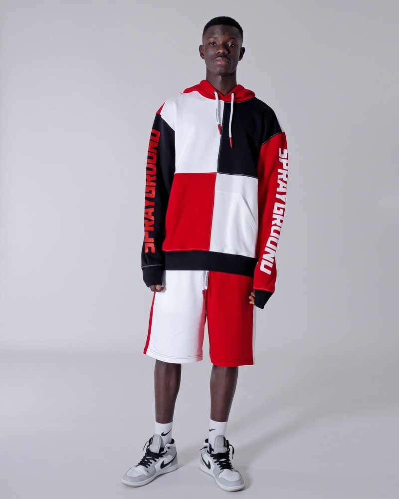 Red Sprayground Bermuda Color Block Men's Shorts | 317330314