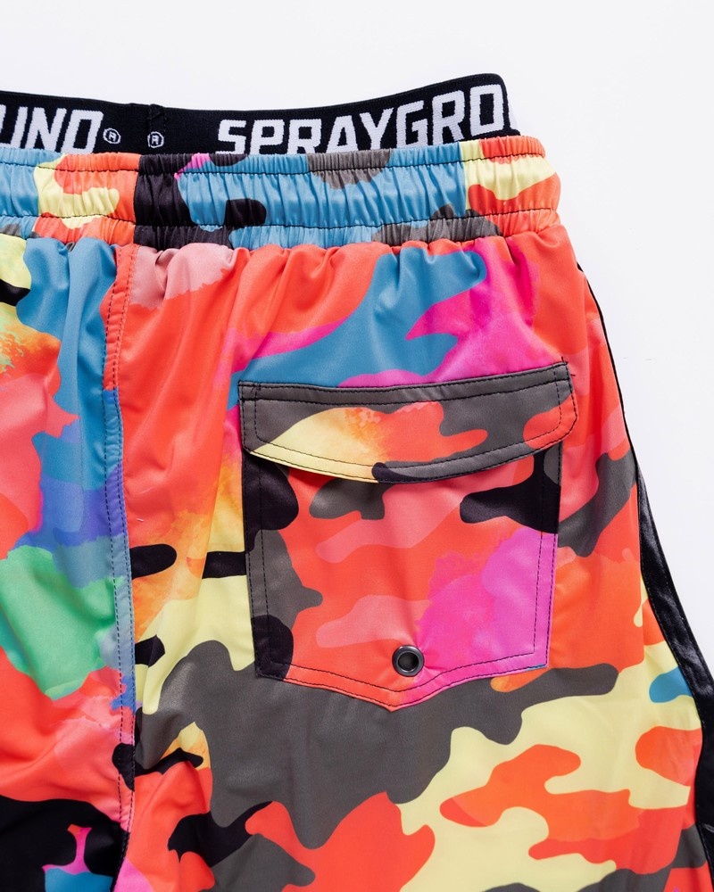 Red Sprayground Color Camo Women's Swim Shorts | 455089331