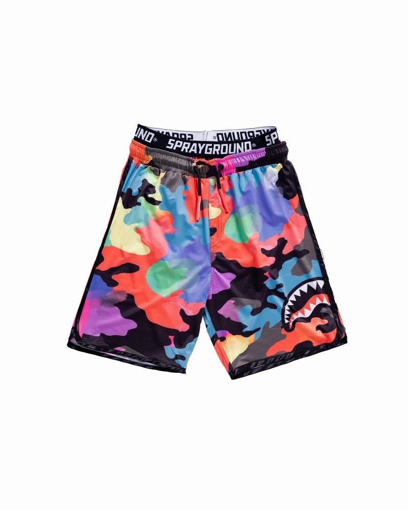 Red Sprayground Color Camo Women\'s Swim Shorts | 455089331
