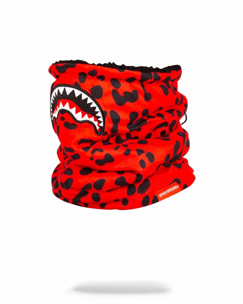 Red Sprayground Leopard Men's Neck Warmer | 980130832