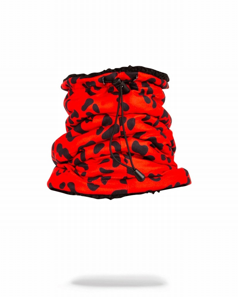 Red Sprayground Leopard Men's Neck Warmer | 980130832