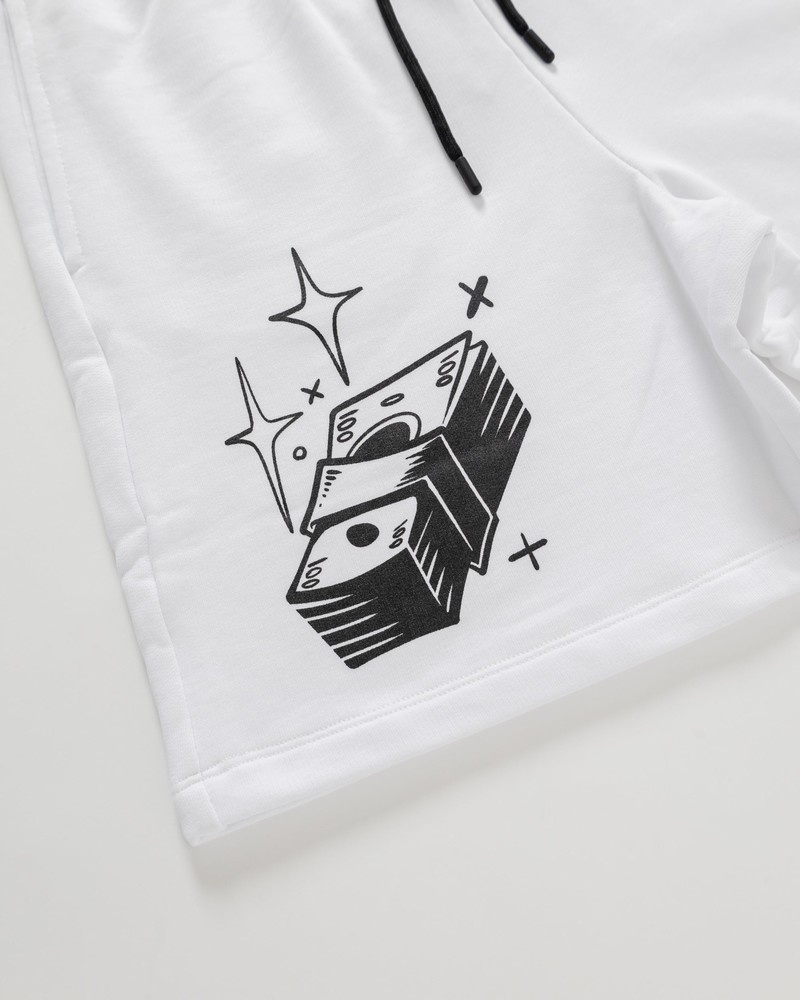 White Sprayground Bermuda B&w Comic Shark Basket Men's Shorts | 394946903
