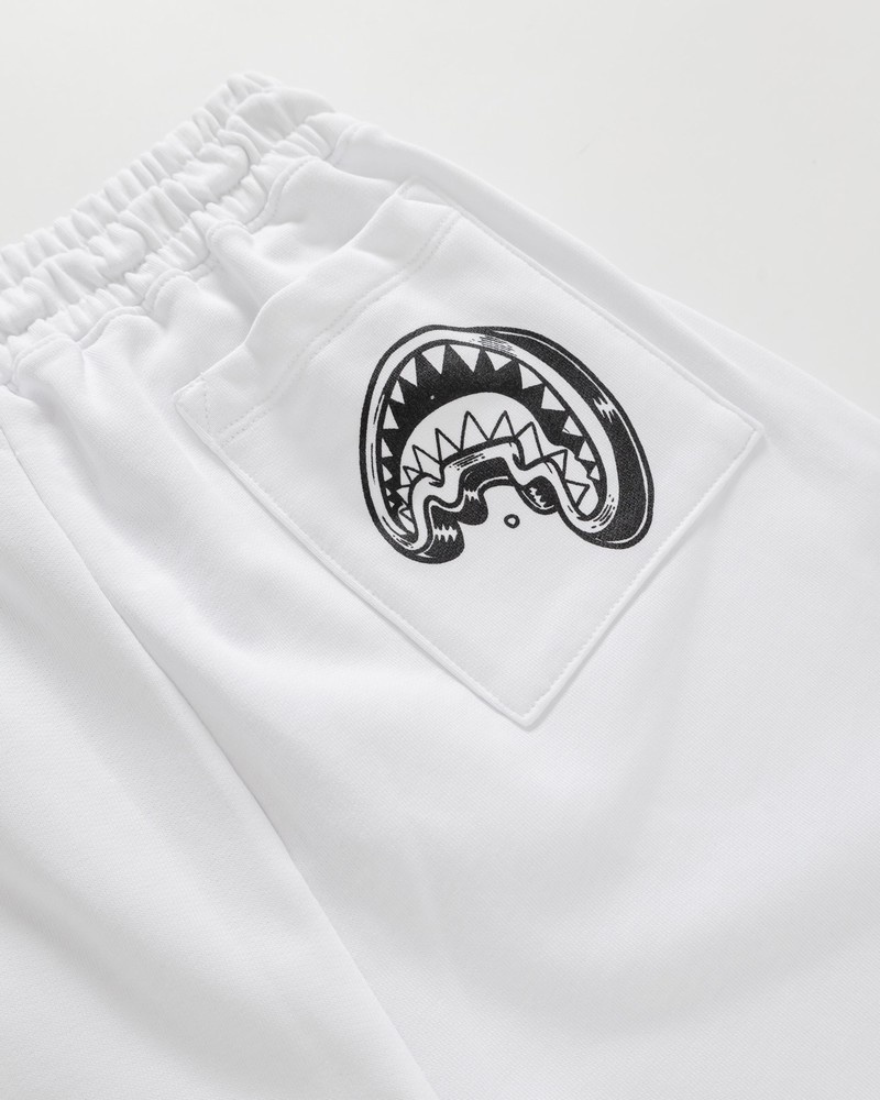 White Sprayground Bermuda B&w Comic Shark Basket Men's Shorts | 394946903