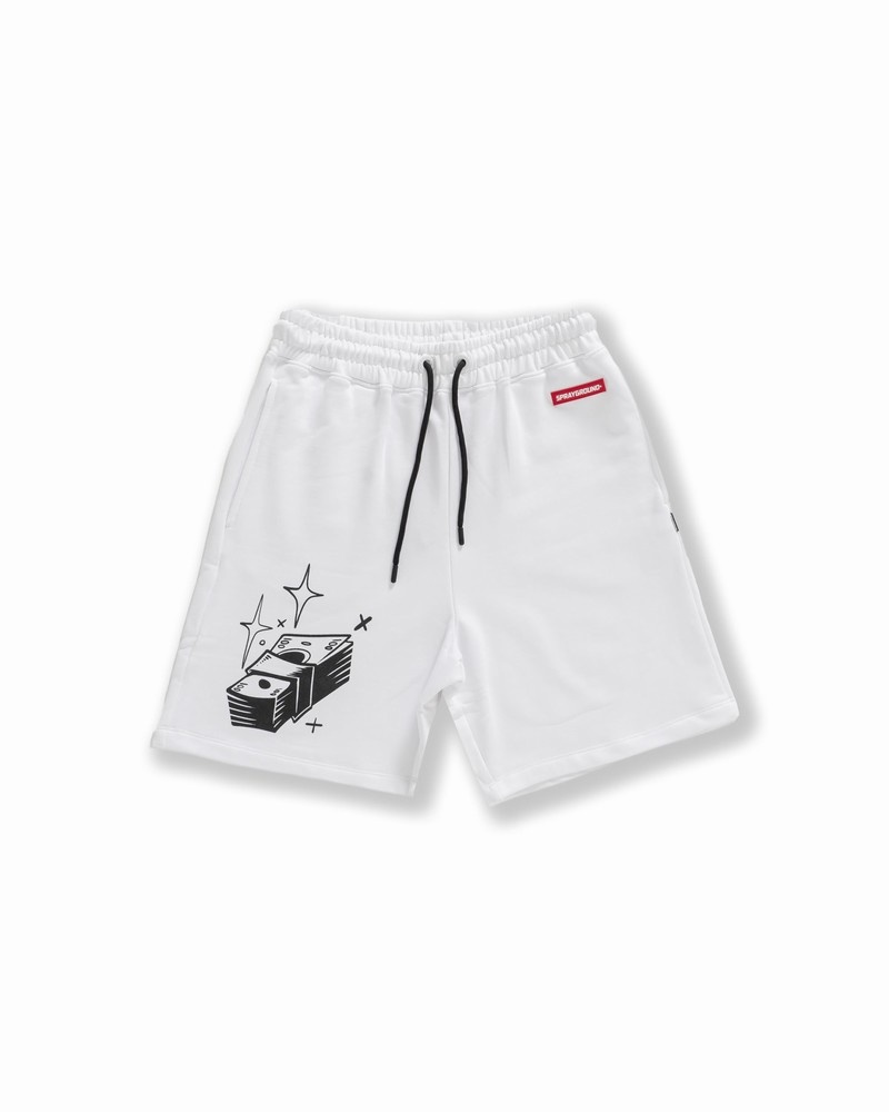White Sprayground Bermuda B&w Comic Shark Basket Men\'s Shorts | 394946903