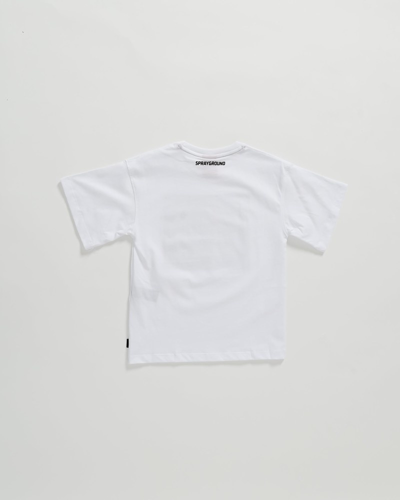White Sprayground Dbd Is Here Kids' T Shirts | 228612429