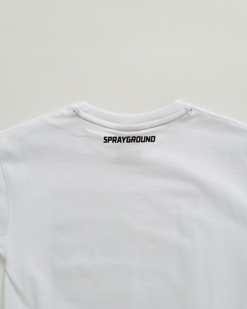 White Sprayground Dbd Is Here Kids' T Shirts | 228612429