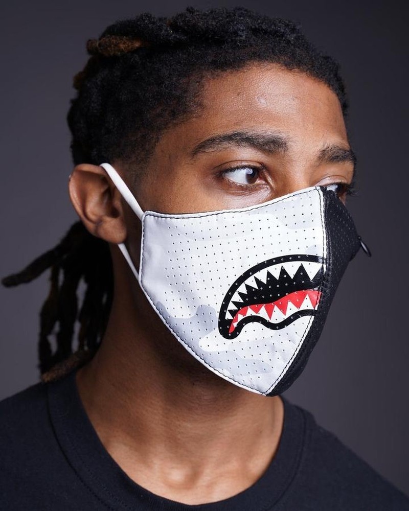 White Sprayground Fixed Filter Damage Control Pvc Fashion Women's Face Masks | 115357983