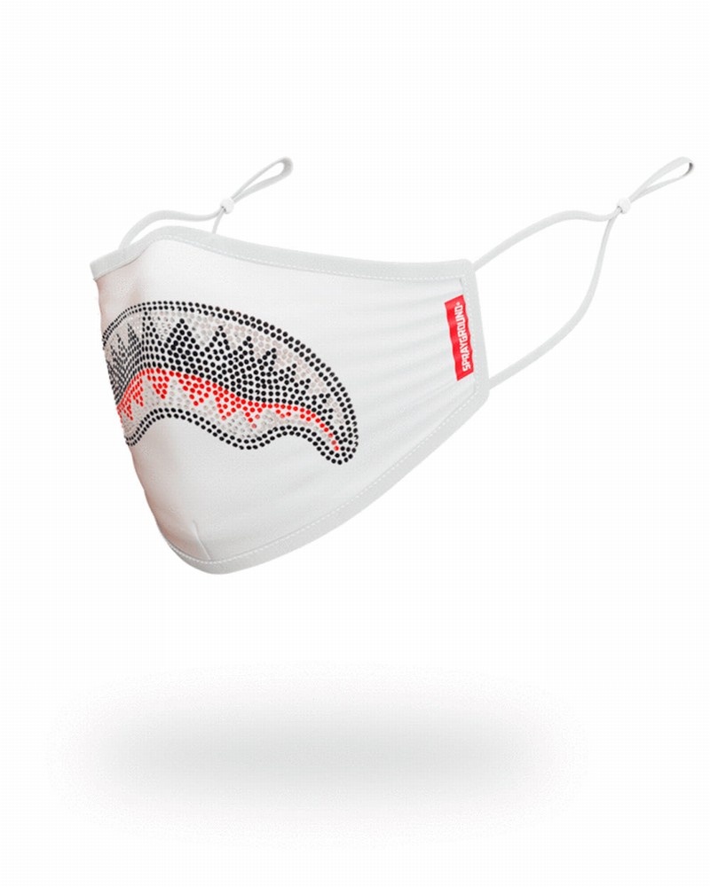 White Sprayground Fixed Filter Trinity Shark Fashion Women's Face Masks | 490531412