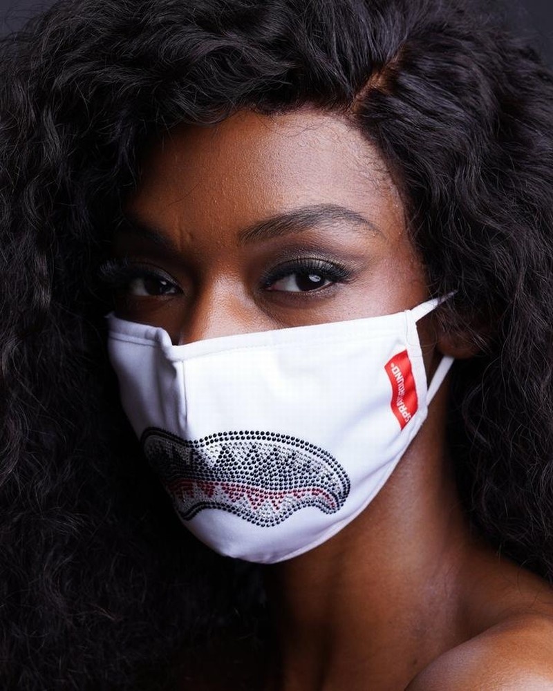 White Sprayground Fixed Filter Trinity Shark Fashion Men's Face Masks | 269274709