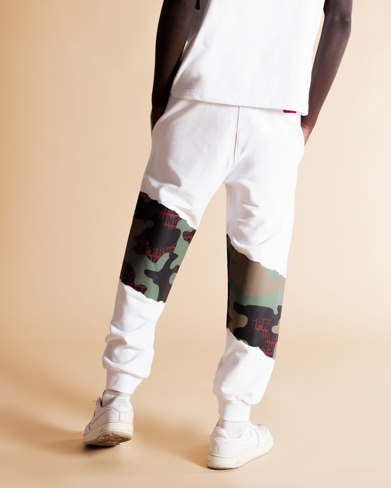 White Sprayground Joggers Andre Camo Men's Pants | 891871883
