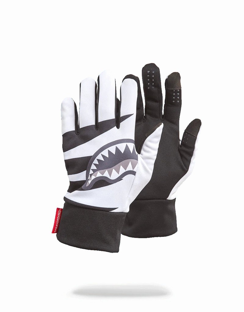 White Sprayground Phantom Slash Shark Men's Gloves | 70575486