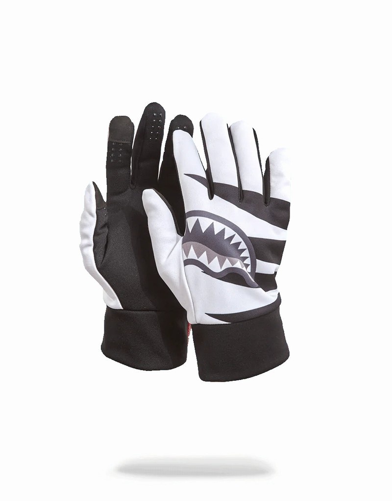 White Sprayground Phantom Slash Shark Men\'s Gloves | 70575486