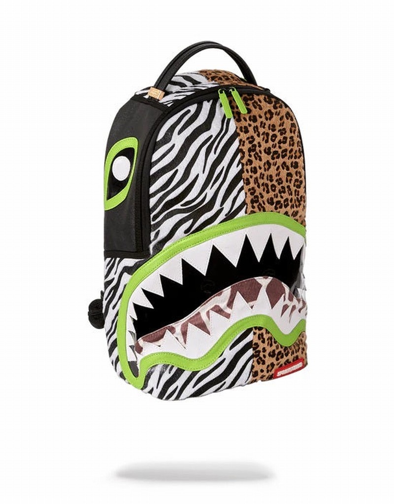 White Sprayground Safari Cut Men's Backpacks | 857034036