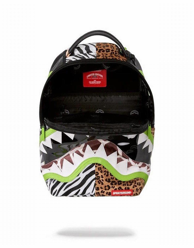 White Sprayground Safari Cut Men's Backpacks | 857034036