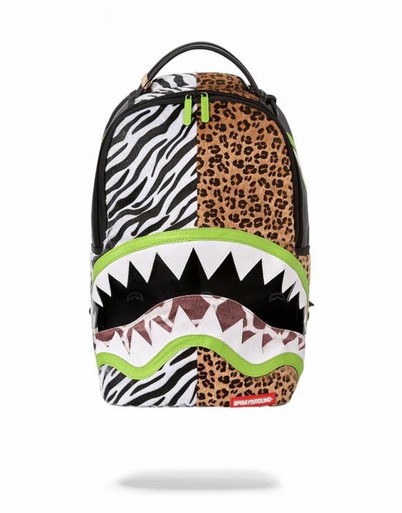 White Sprayground Safari Cut Men\'s Backpacks | 857034036