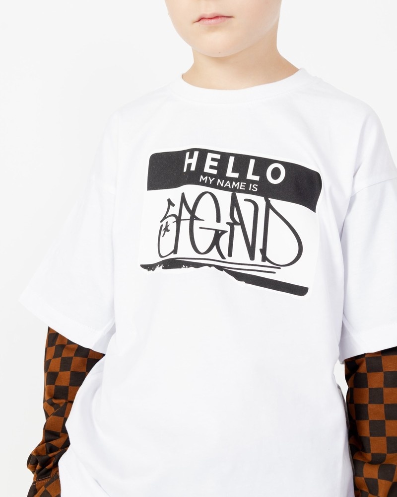 White Sprayground Tagged Up Double Long Kids' T Shirts | 473788246