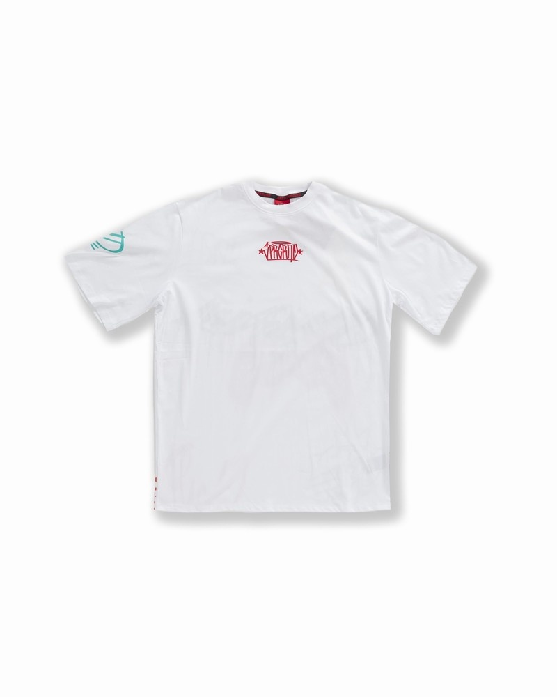 White Sprayground Tags Over Women\'s T Shirts | 721874863