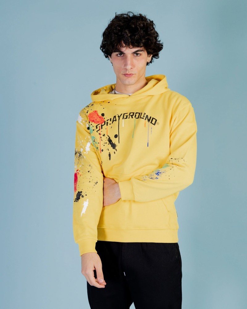 Yellow Sprayground Color Splat Men's Hoodie | 506479840
