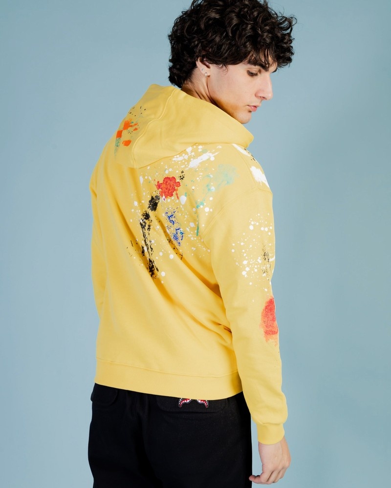 Yellow Sprayground Color Splat Men's Hoodie | 506479840