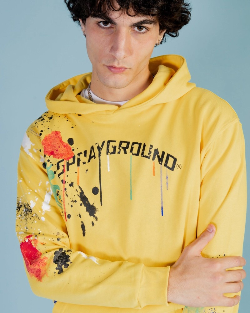 Yellow Sprayground Color Splat Men's Hoodie | 506479840