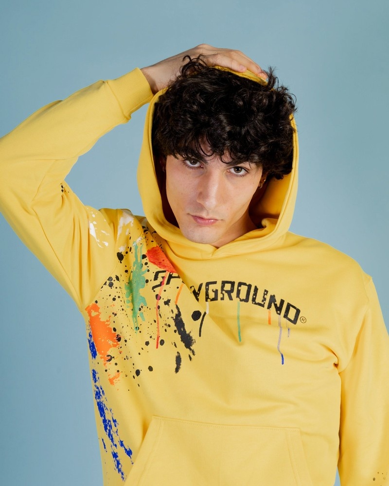 Yellow Sprayground Color Splat Men\'s Hoodie | 506479840